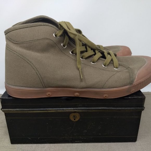 SPRING COURT OLIVE TWILL MEN'S SNEAKERS SIZE 45 EU - Picture 6 of 7